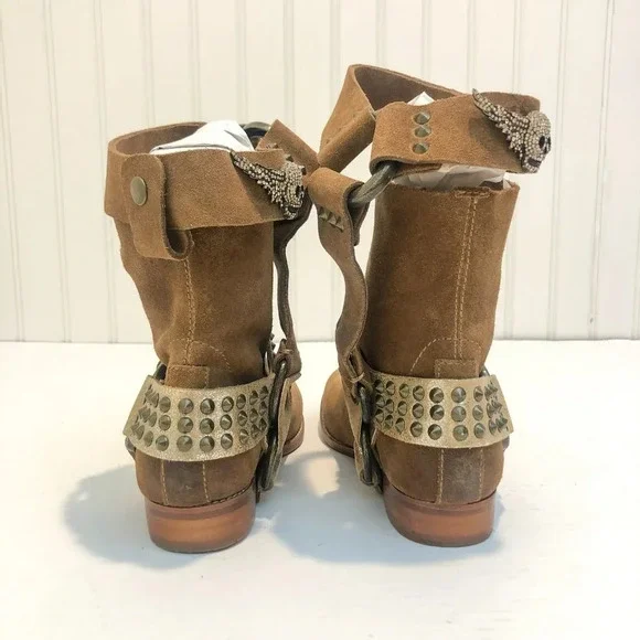 NEW RARE Zadig & Voltaire Arcade Studded Western Suede Harness Ankle Booties 5 - Picture 7 of 15